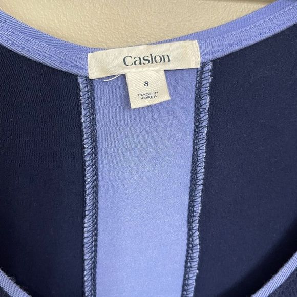 Caslon Women’s Navy Periwinkle Cinch Waist Scoop Neck Maxi Dress Size Small - Picture 7 of 9